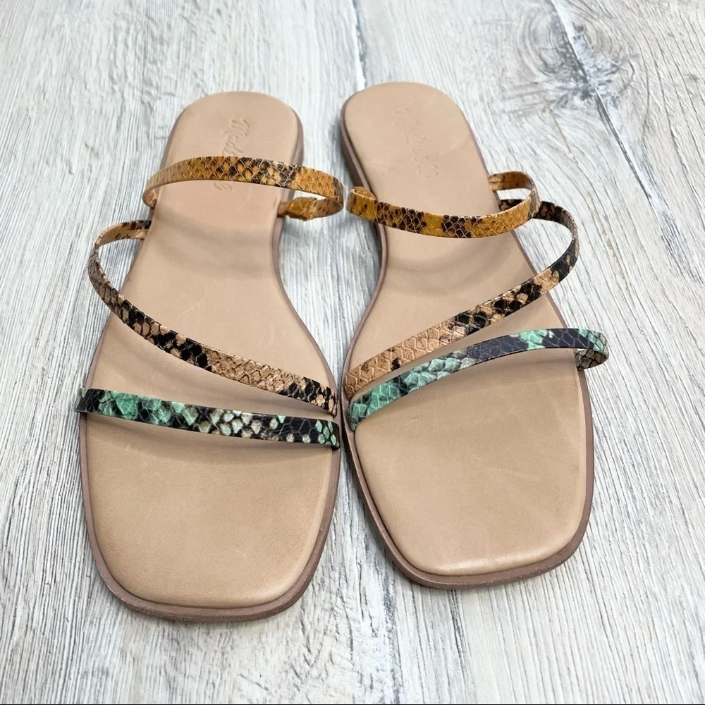 Madewell Lyra Slide Sandals Leather Snake Print Sz 8.5 - Picture 9 of 9